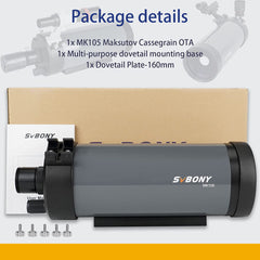 SVBONY MK105 Telescope, 105mm Aperture Maksutov Cassegrain OTA, 99% Reflectivity Dielectric Coatings Catadioptric Telescope, for Planetary Visual and Photography with 160mm Dovetail Plate